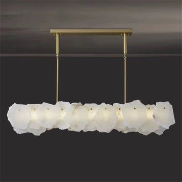 August Mordern Marble Linear Chandelier( Chains Version)-Meet Lighting