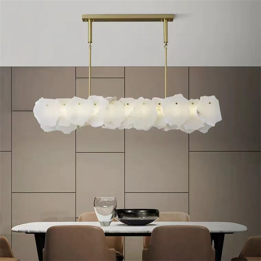 August Mordern Marble Linear Chandelier( Chains Version)-Meet Lighting