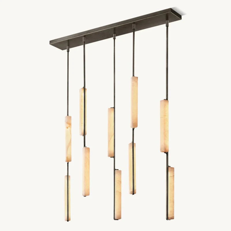 Audon Alabaster Linear Chandelier 54"-MEET LIGHTING