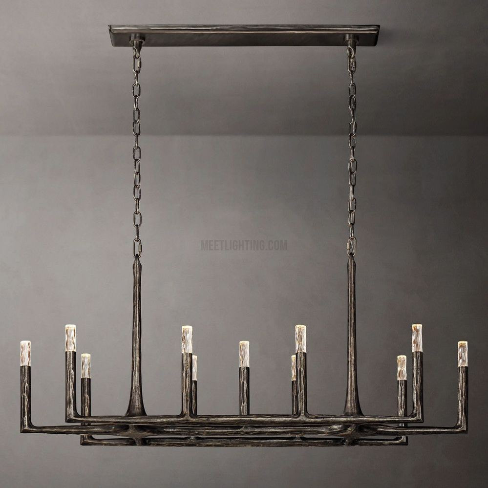 Avar Forged Linear Chandelier 54"D-Meet Lighting