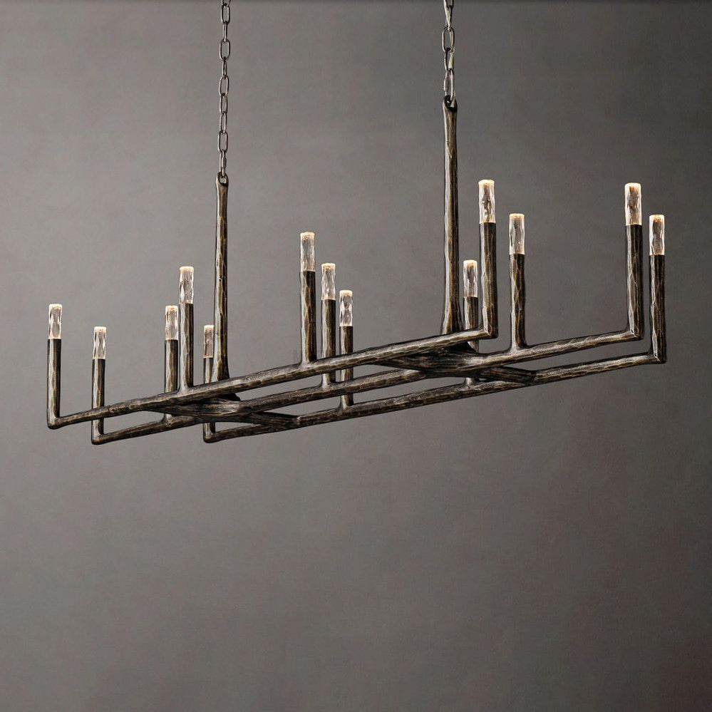 Avar Forged Linear Chandelier 72"D-Meet Lighting