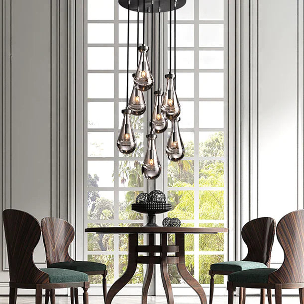 Modern Raindrop Solid Brass Round Chandelier 18",7 Lights