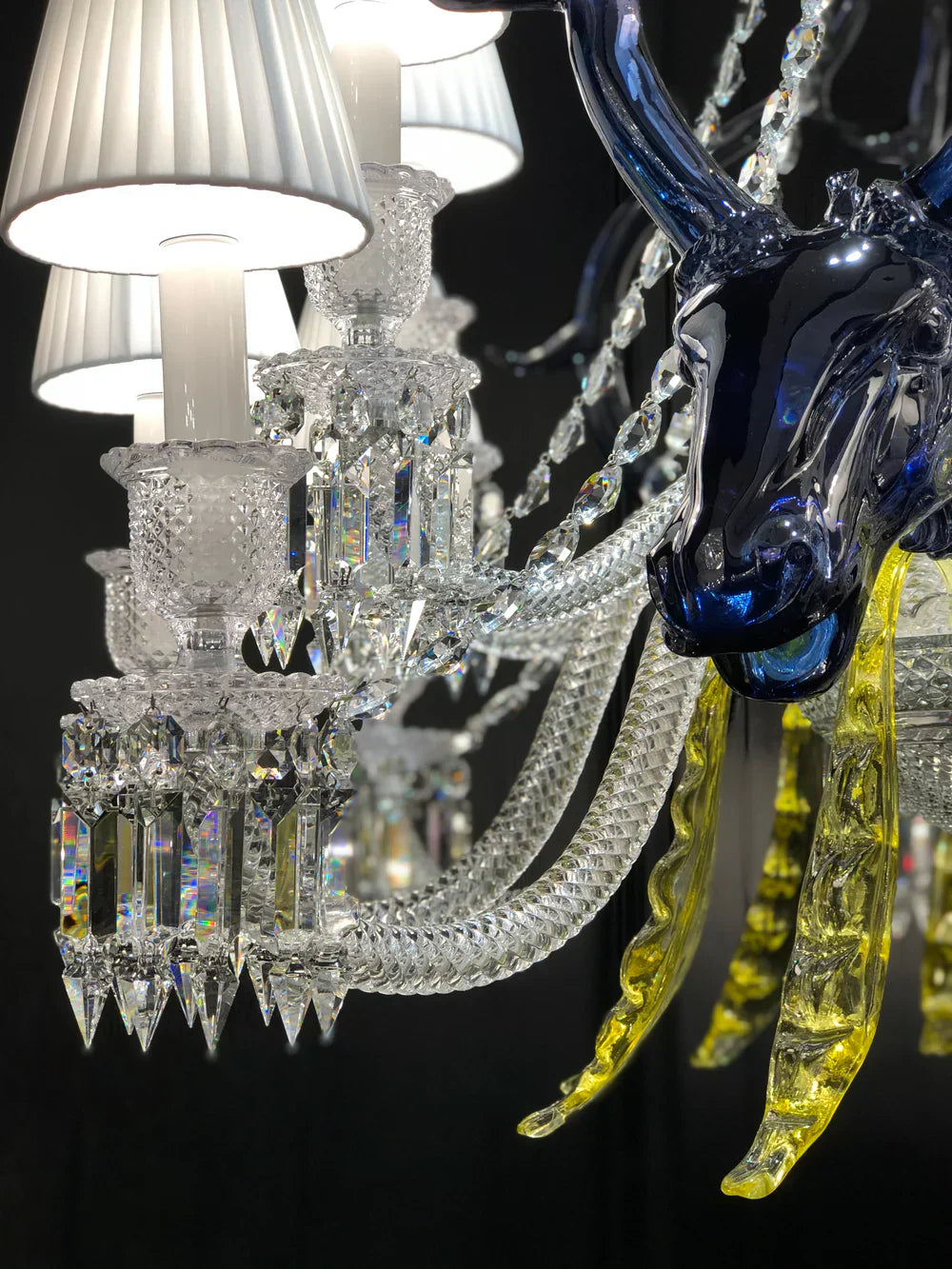 Traditional Colorful Candle Branch Blue Deer Crystal Chandelier for Living Room/Dining Room-MEET LIGHTING