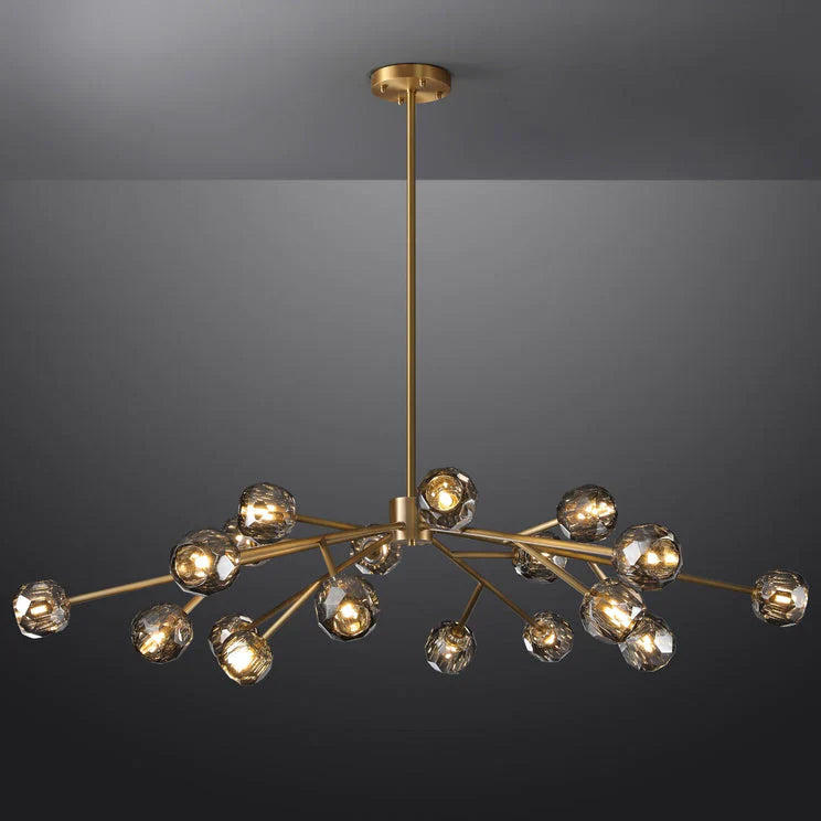 Boule Modern Smoke Crystal Round Chandelier 60" Over Dining Table
