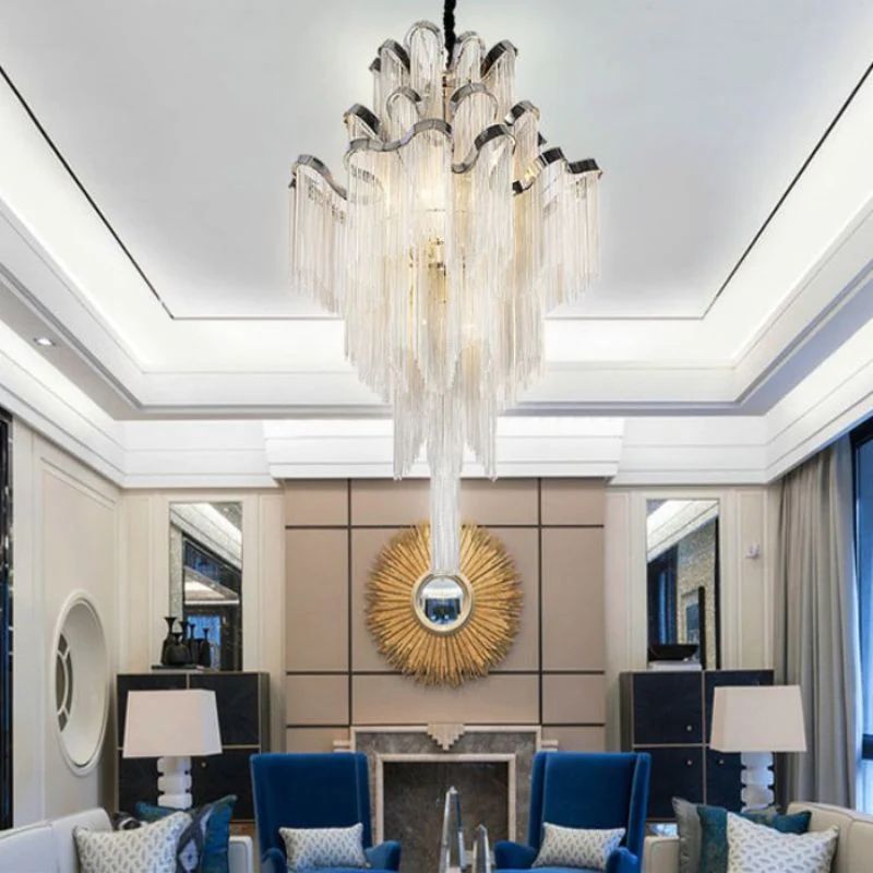 Baucis Aluminum Chain Tassel Chandelier-Meet Lighting