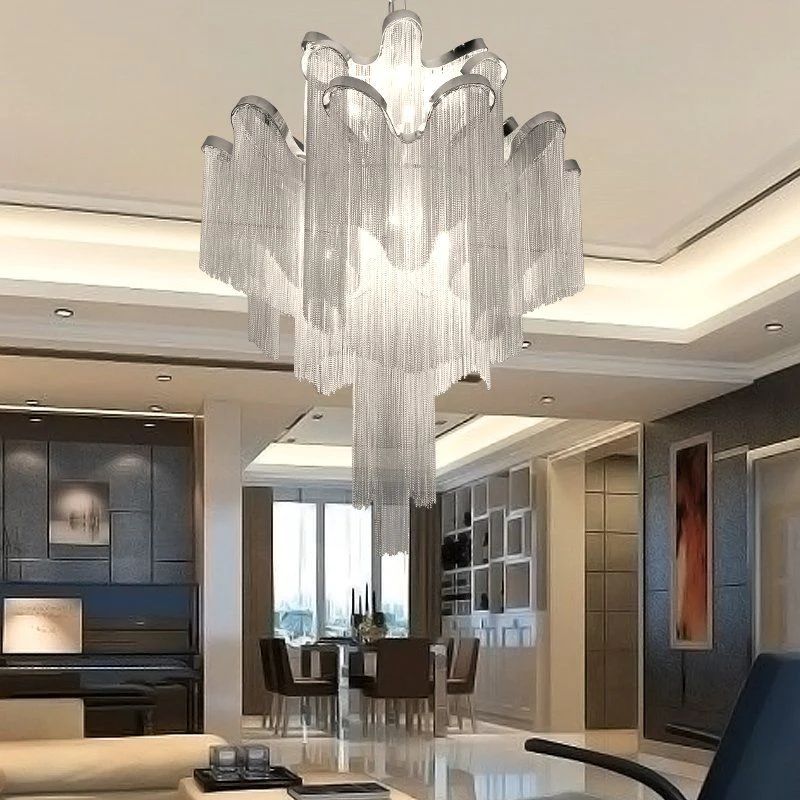 Baucis Aluminum Chain Tassel Chandelier-Meet Lighting