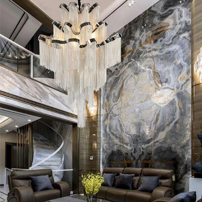 Baucis Aluminum Chain Tassel Chandelier-MEET LIGHTING