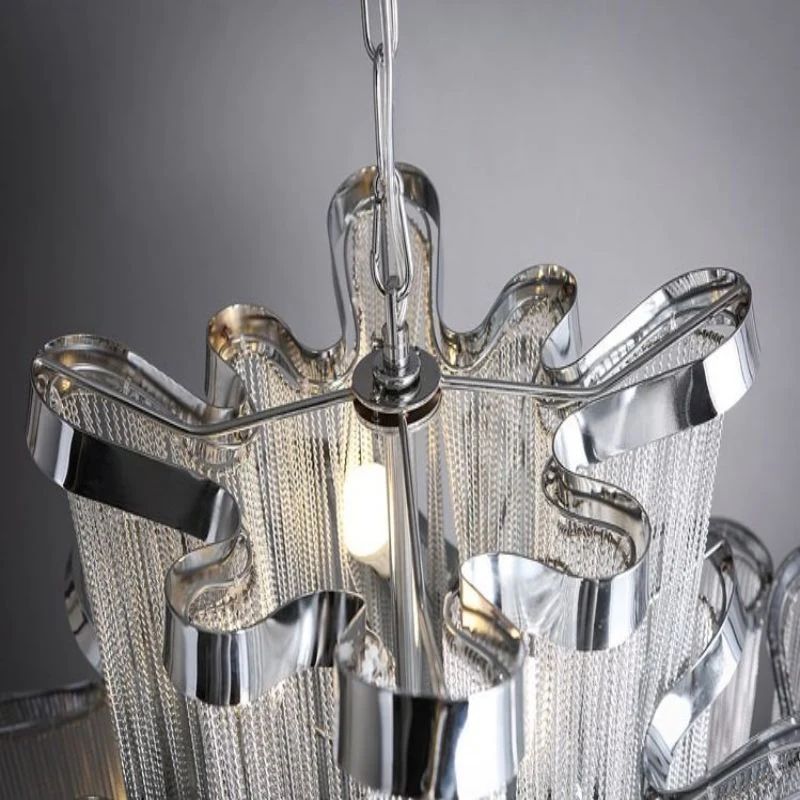 Baucis Aluminum Chain Tassel Chandelier-Meet Lighting