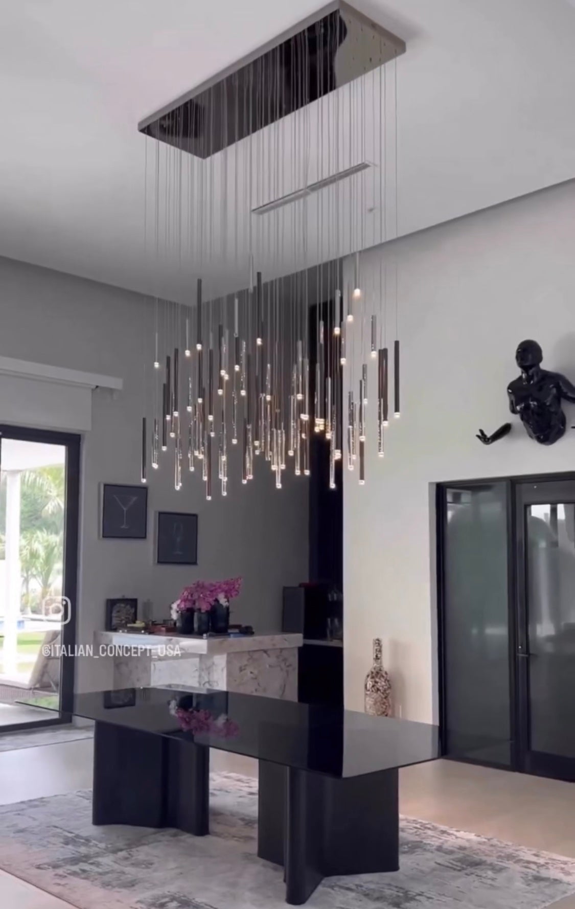 Bellini Rectangular Tubular Pendant Light Chandelier-Meet Lighting