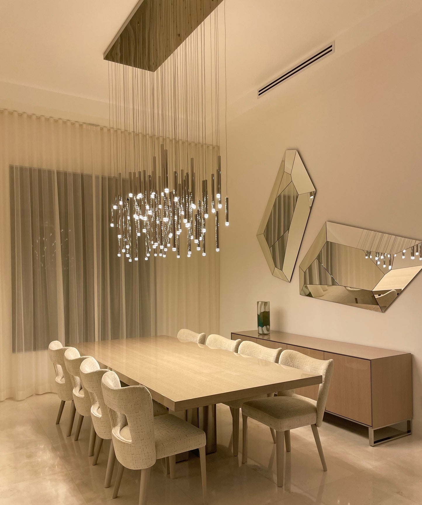 Bellini Rectangular Tubular Pendant Light Chandelier-Meet Lighting