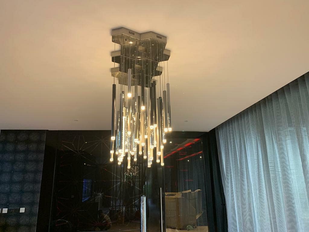 Bellini Round Metal Tubular Pendant Light Chandelier-Meet Lighting