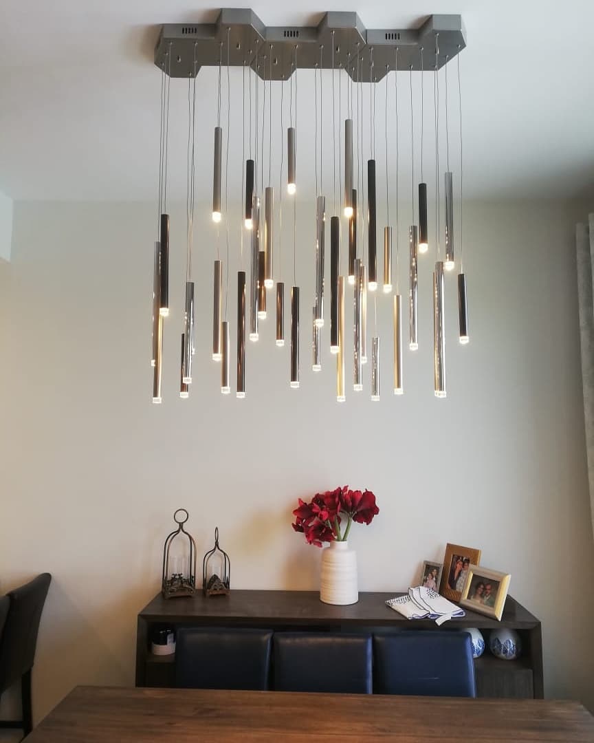 Bellini Round Metal Tubular Pendant Light Chandelier-Meet Lighting