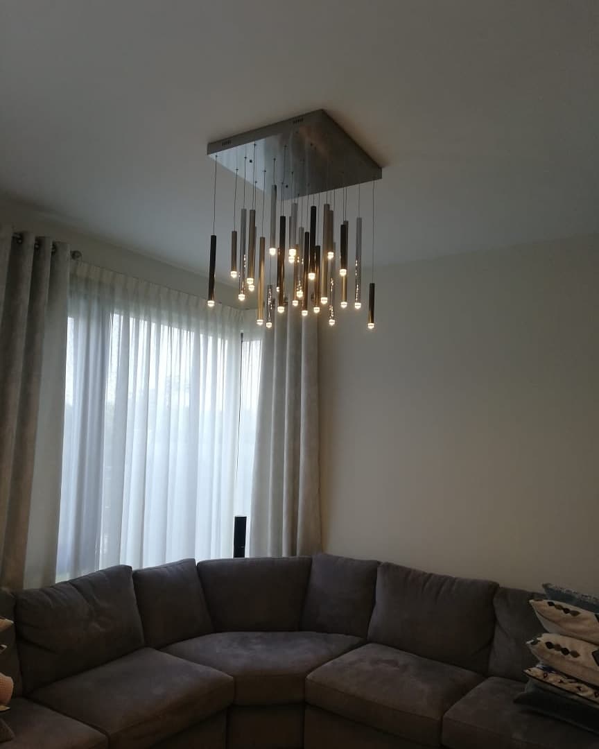 Bellini Round Two-Tone Tubular Pendant Light Chandelier-Meet Lighting