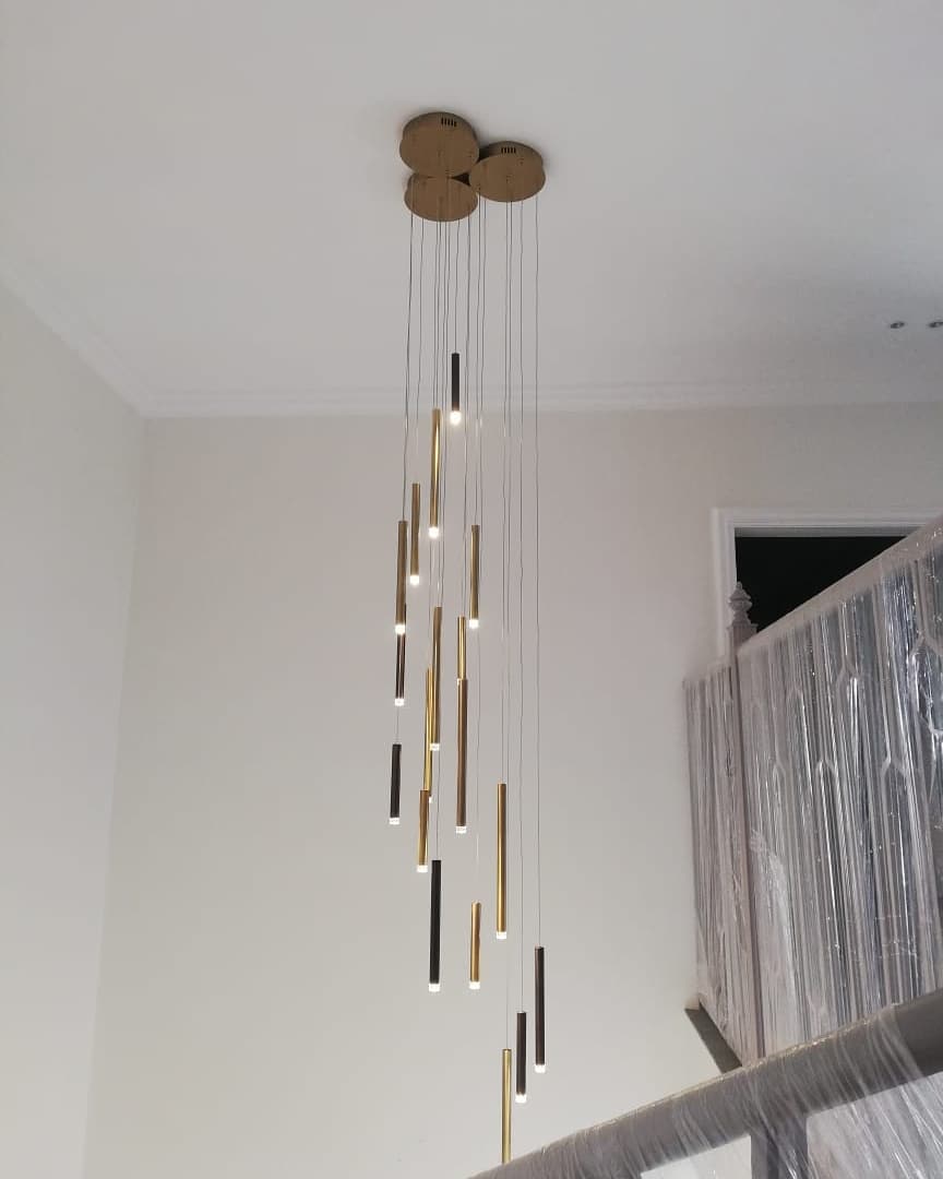 Bellini Round Two-Tone Tubular Pendant Light Chandelier-Meet Lighting