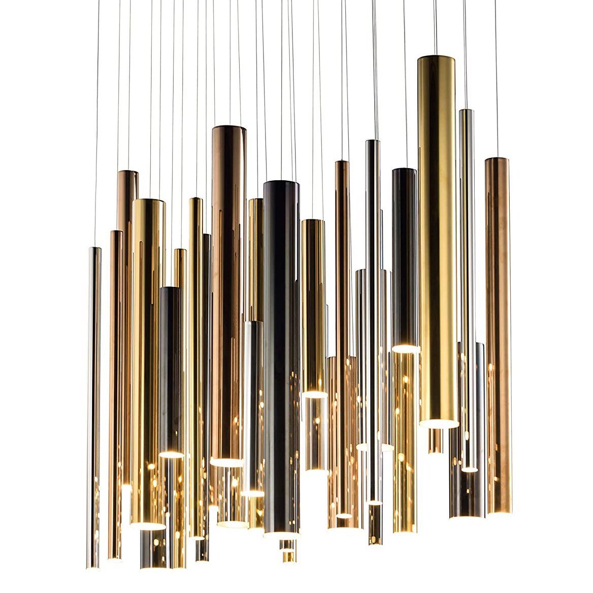 Bellini Round Two-Tone Tubular Pendant Light Chandelier-Meet Lighting