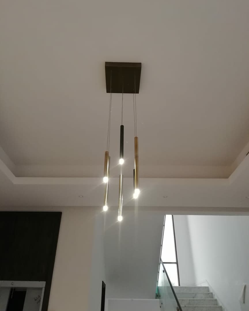 Bellini Square Tri-Tone Tubular Pendant Light Chandelier-MEET LIGHTING