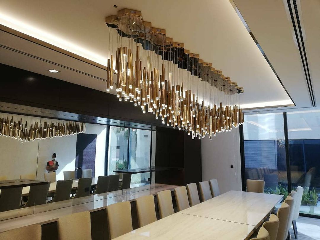 Bellini Square Tri-Tone Tubular Pendant Light Chandelier-MEET LIGHTING