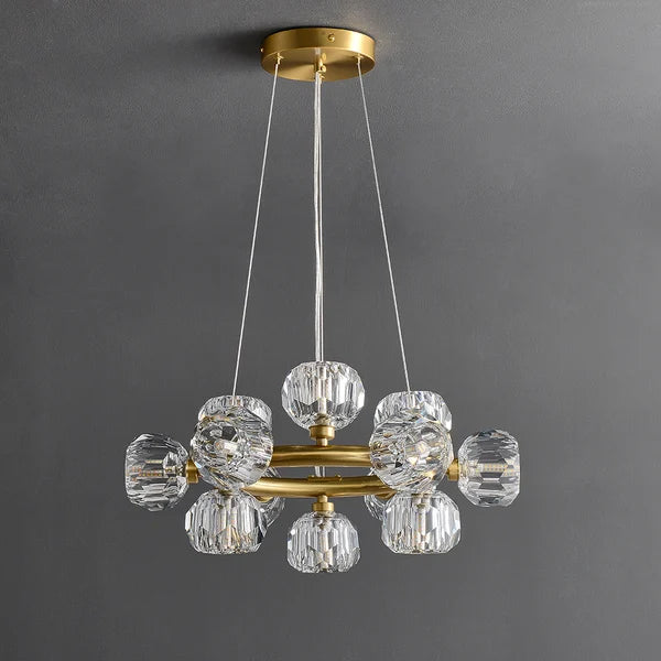 Bille De Clear Crystal Round Chandelier Cord-Meet Lighting