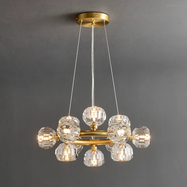 Bille De Clear Crystal Round Chandelier Cord-Meet Lighting