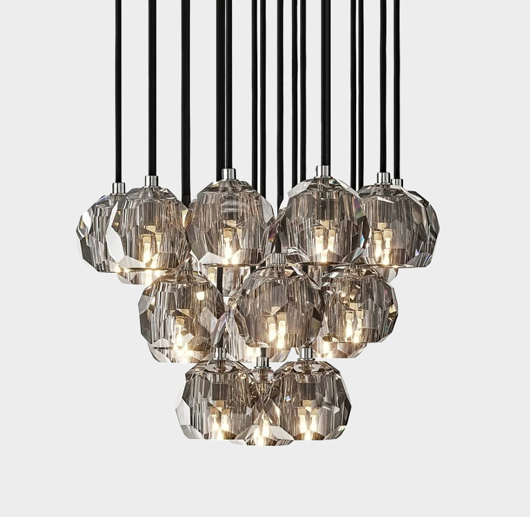 Bille De Crystal Ball Cluster Chandelier 19"-Meet Lighting