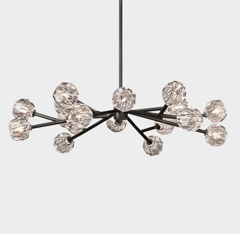 Bille De Crystal Ball Round Chandelier 48"-Meet Lighting