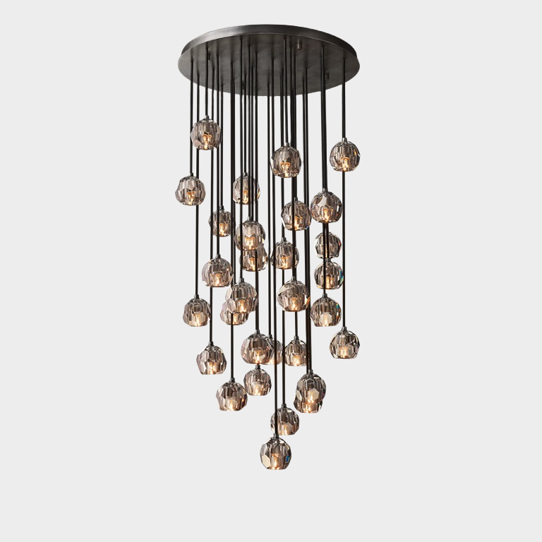 Bille De Crystal Round Cluster Chandelier 30"-Meet Lighting