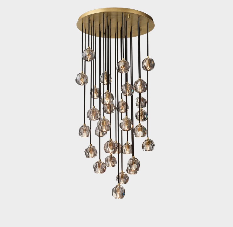 Bille De Crystal Round Cluster Chandelier 30"-Meet Lighting