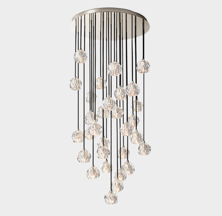 Bille De Crystal Round Cluster Chandelier 30"-Meet Lighting