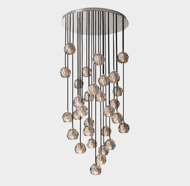 Bille De Crystal Round Cluster Chandelier 30"-Meet Lighting