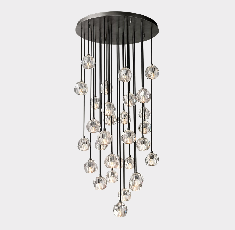 Boule Crystal Round Cluster Chandelier 30"-MEET LIGHTING