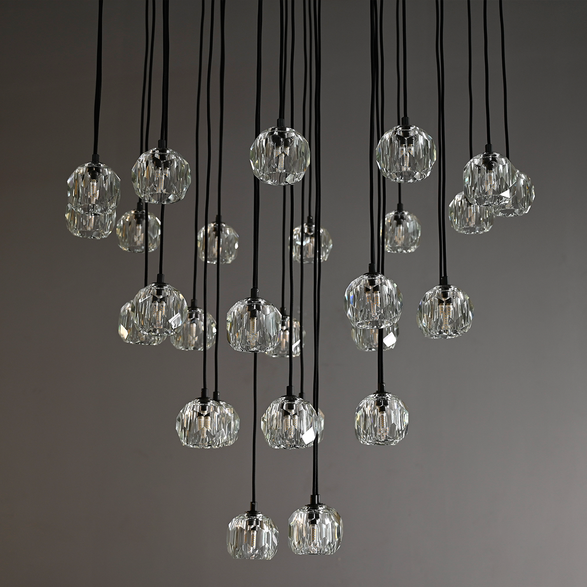 Boule Crystal Round Cluster Chandelier 30"-MEET LIGHTING