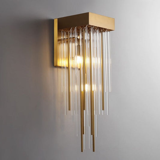 Cascada Blown Glass Wall Sconce wall sconce for bedroom,wall sconce for dining room,wall sconce for stairways,wall sconce for foyer,wall sconce for bathrooms,wall sconce for kitchen,wall sconce for living room Rbrights Lacquered Brass  