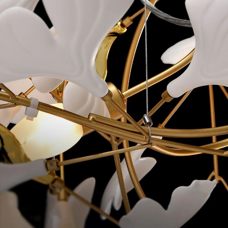 Boat-Shaped Ceramic Ginkgo Leaf Chandelier-Meet Lighting