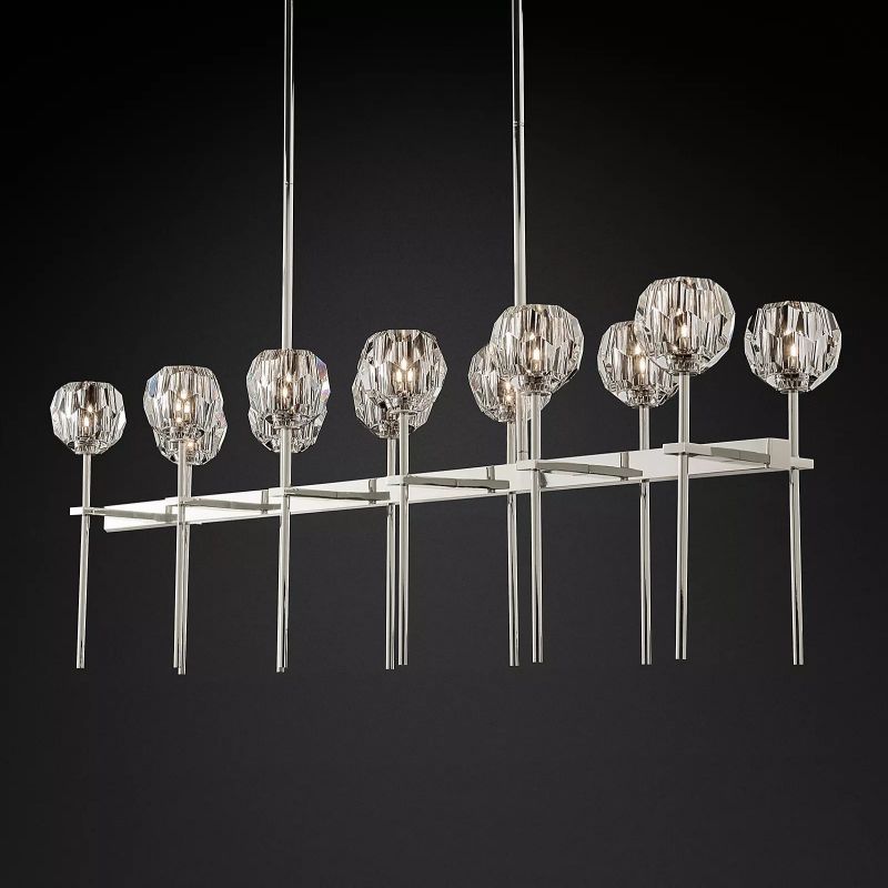 Bouble Clear Glass Double Linear Chandelier 60"-Meet Lighting