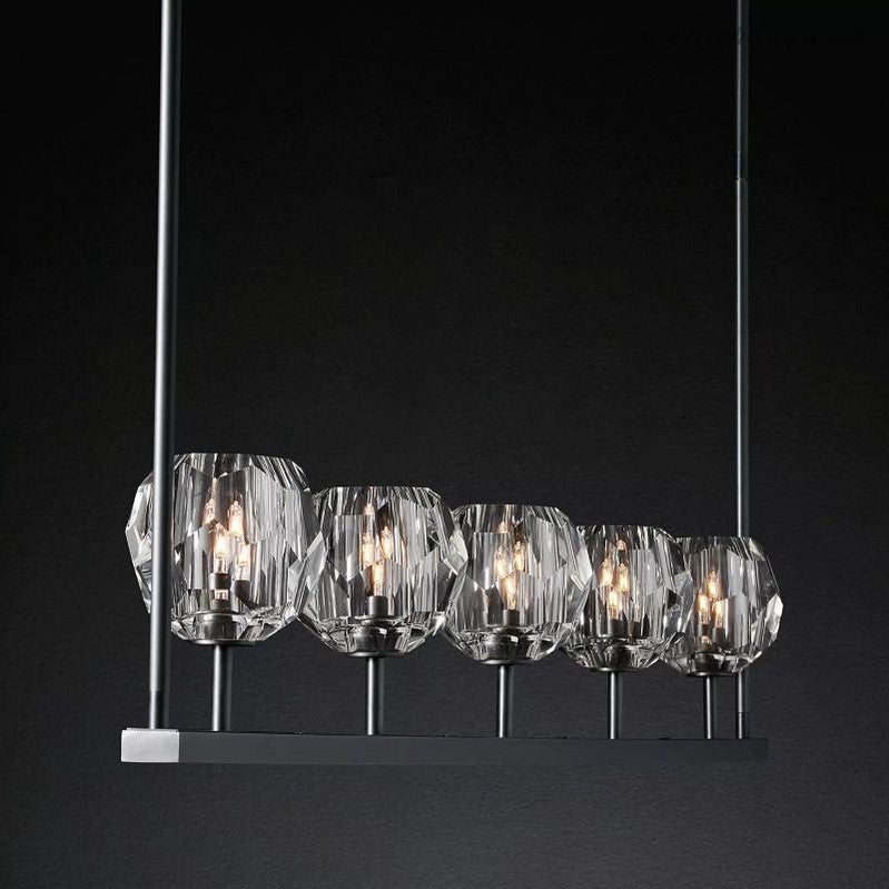 Boule Clear Glass Linear Chandelier 60"-Meet Lighting