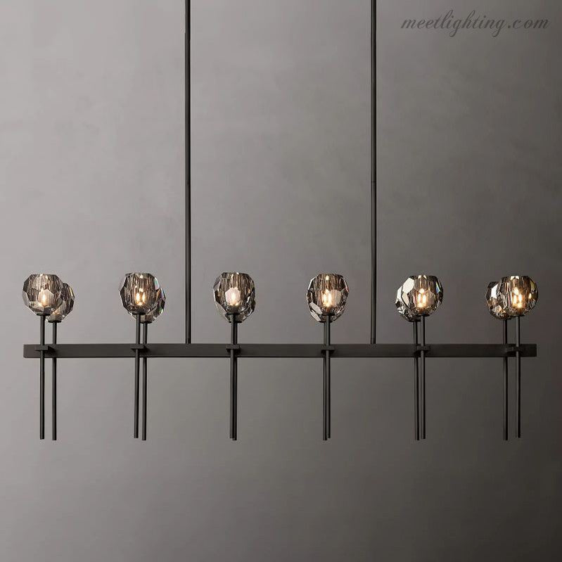 Boule Glass Double Linear Chandelier 60"-Meet Lighting