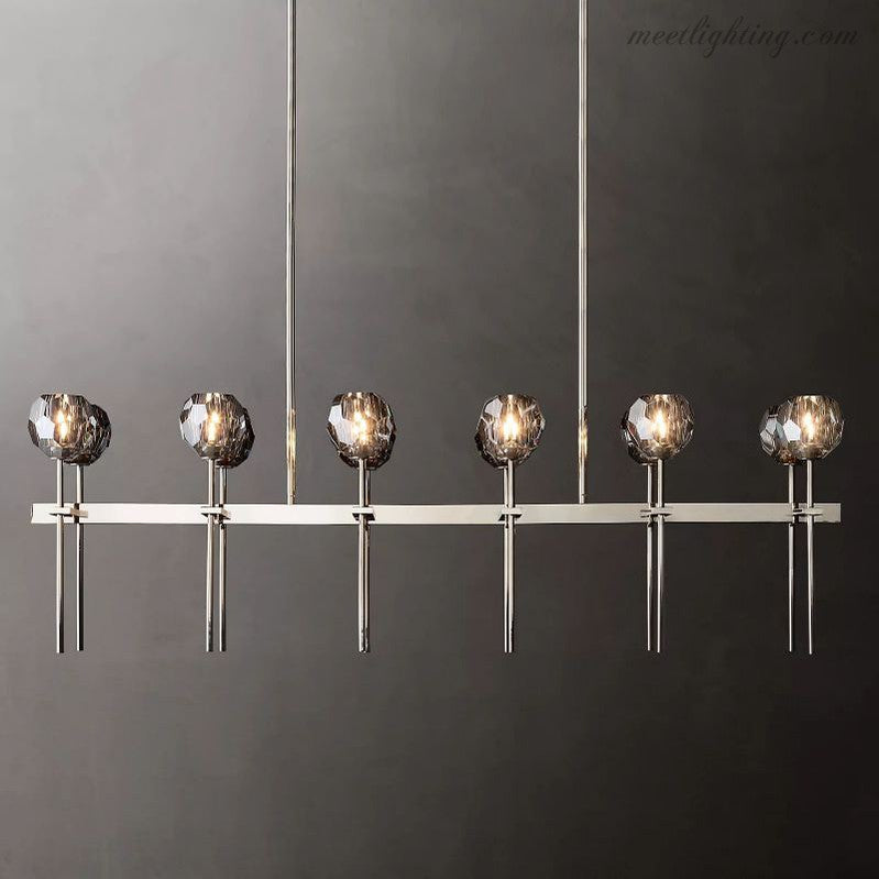 Boule Glass Double Linear Chandelier 60"-Meet Lighting