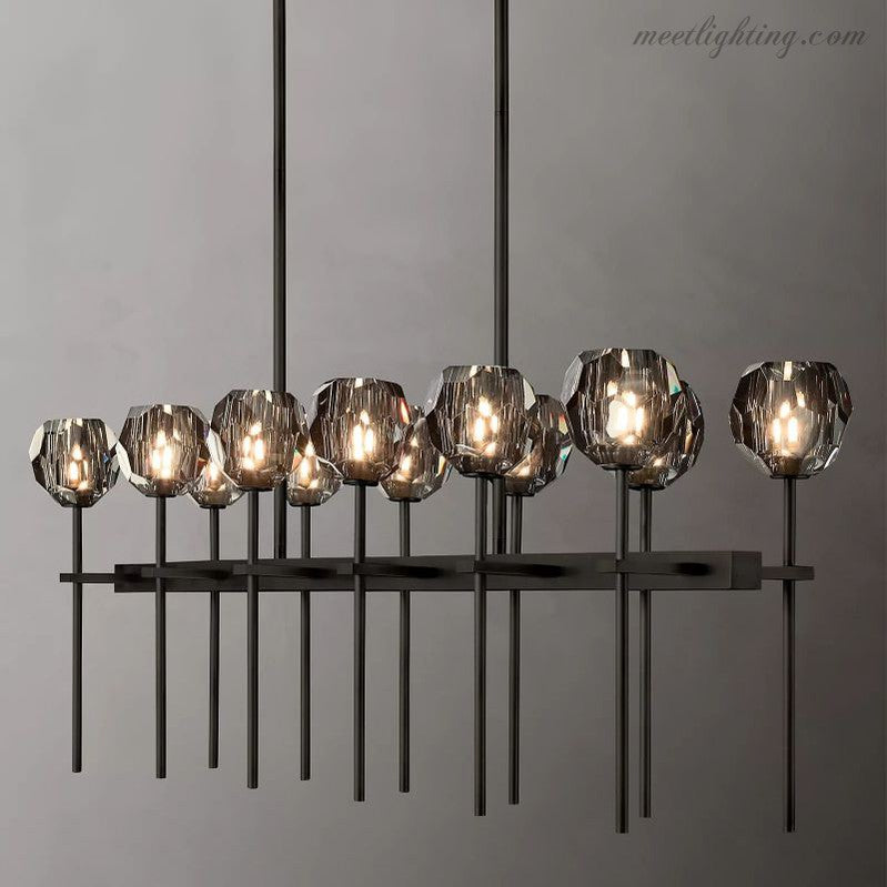 Boule Glass Double Linear Chandelier 60"-Meet Lighting