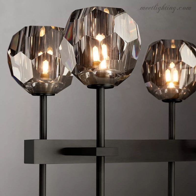 Boule Glass Double Linear Chandelier 60"-Meet Lighting