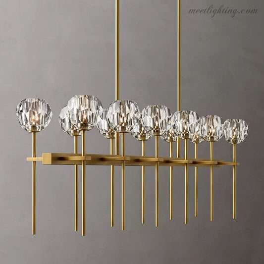 Boule Glass Double Linear Chandelier 60"-Meet Lighting