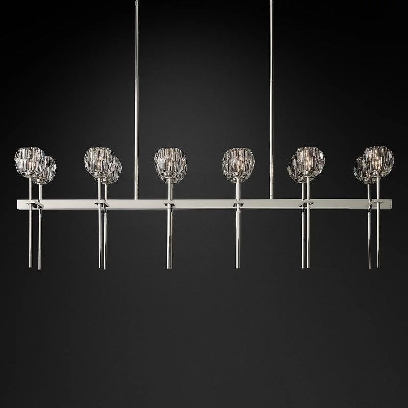 Boule Glass Double Linear Chandelier 60"-Meet Lighting