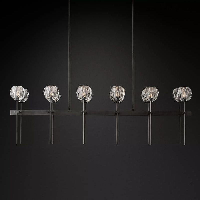 Boule Glass Double Linear Chandelier 60"-Meet Lighting