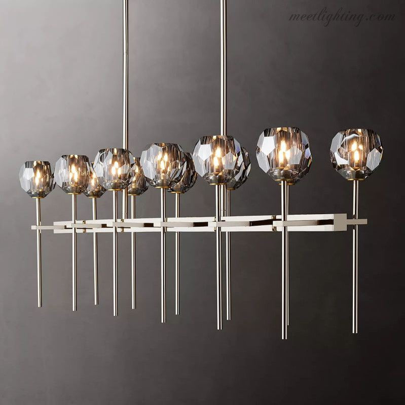 Boule Glass Double Linear Chandelier 60"-Meet Lighting