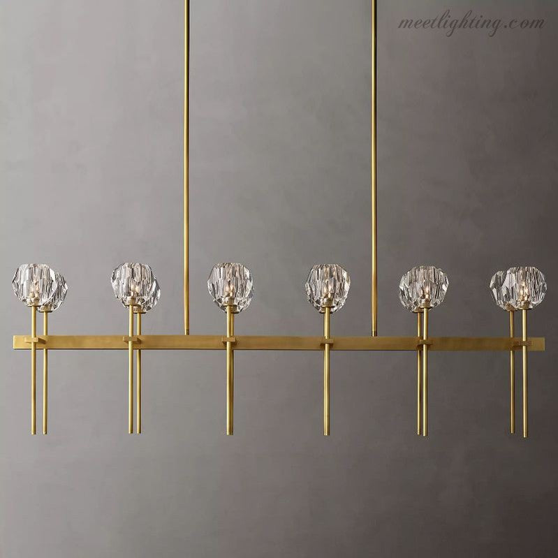 Boule Glass Double Linear Chandelier 60"-Meet Lighting