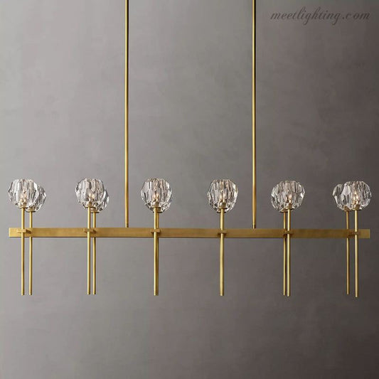 Boule Glass Double Linear Chandelier 60"-Meet Lighting