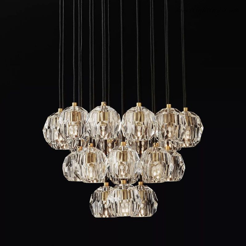 Boule Glass Round Cluster Chandelier 24"-Meet Lighting