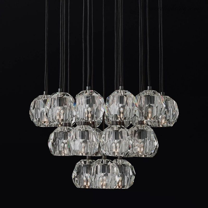 Boule Glass Round Cluster Chandelier 24"-Meet Lighting