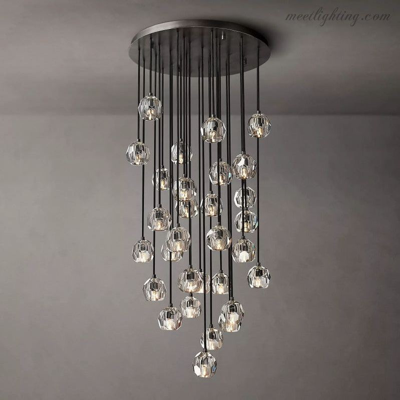 Boule Glass Round Cluster Chandelier 30"-Meet Lighting