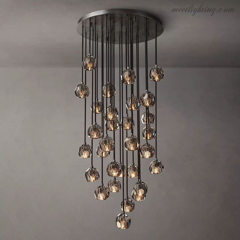 Boule Glass Round Cluster Chandelier 30"-Meet Lighting