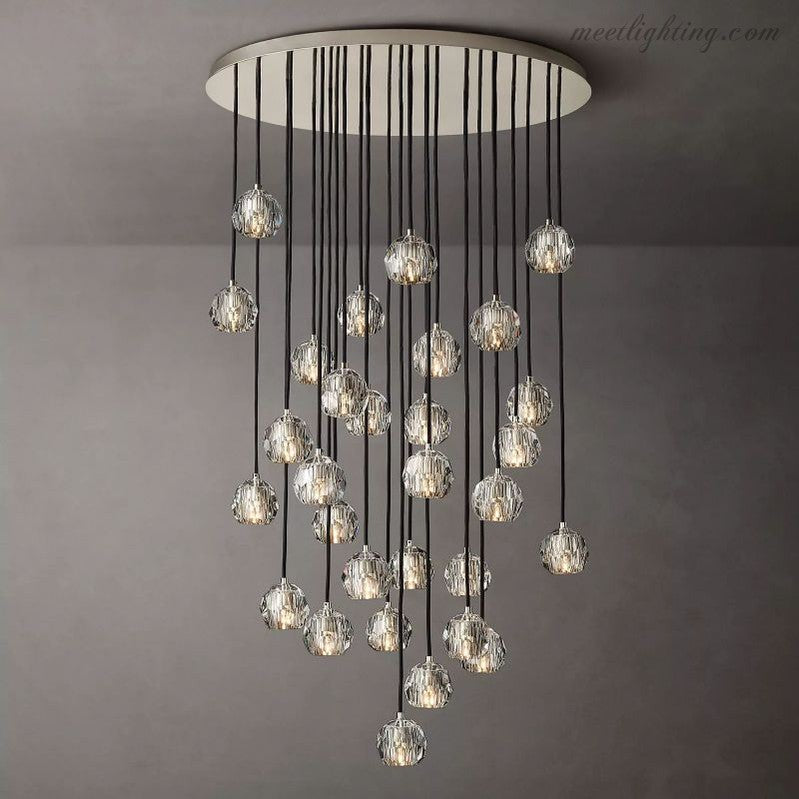 Boule Glass Round Cluster Chandelier 40"-MEET LIGHTING
